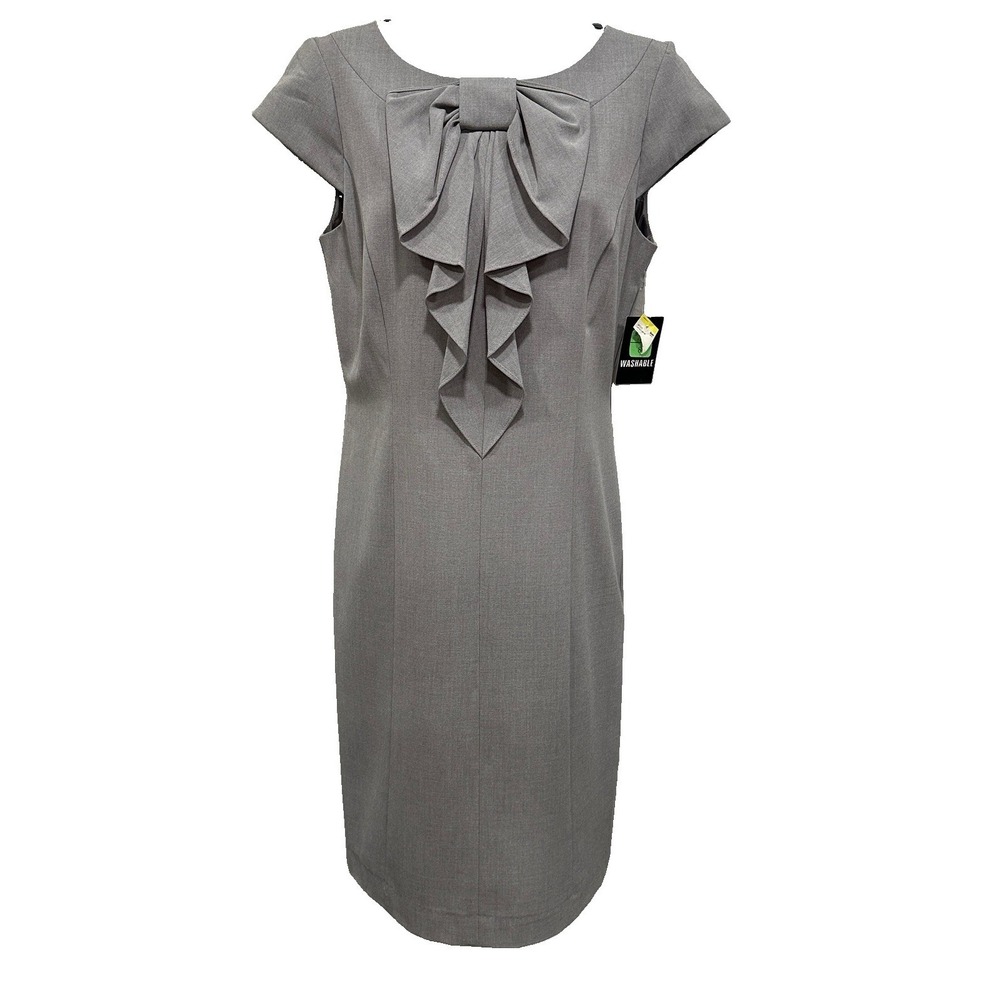 Sandra Darren Midi Dress Women's Size 8 Gray Short Sleeves Lining Zip Up NWT